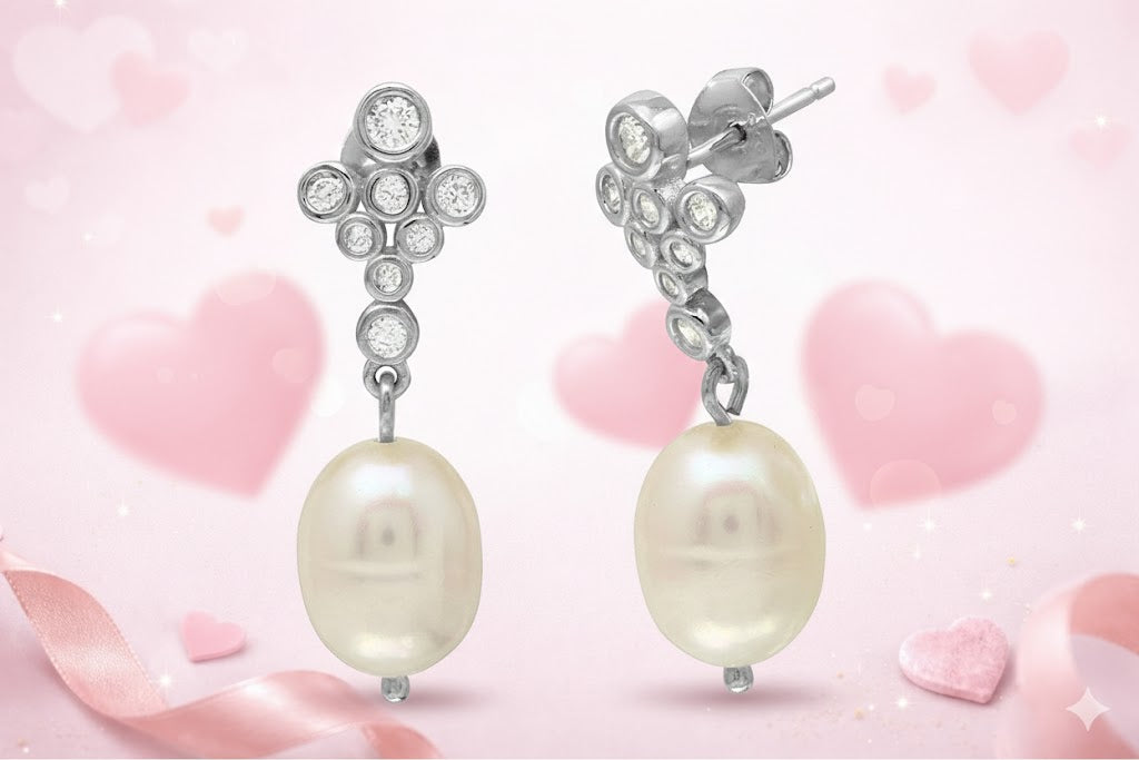 Studs Bubble con Perla Natural en Plata 925