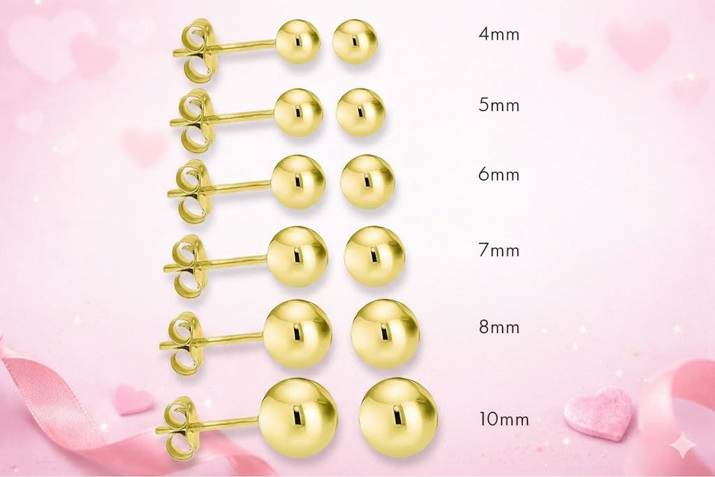 Aretes Bola en Plata 925 con Baño de Oro