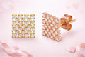 Studs Dorados Cuadrados con Zirconias – Plata 925