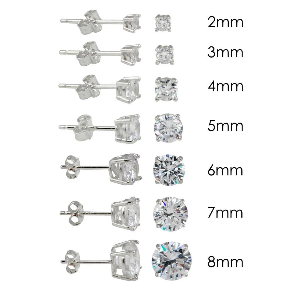 Studs Clásicos CZ en Plata 925 (Basket Cut)